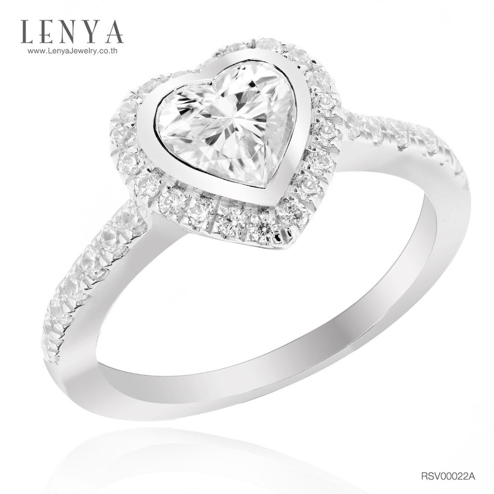 Lenya Cz Diamondlike Ring, Heart-Shaped Design, Luxurious Look, Size 6 Mm, 925 Sterling Silver Body, White Gold Plated. ราคา 2,100 บาท*ส่งฟรี