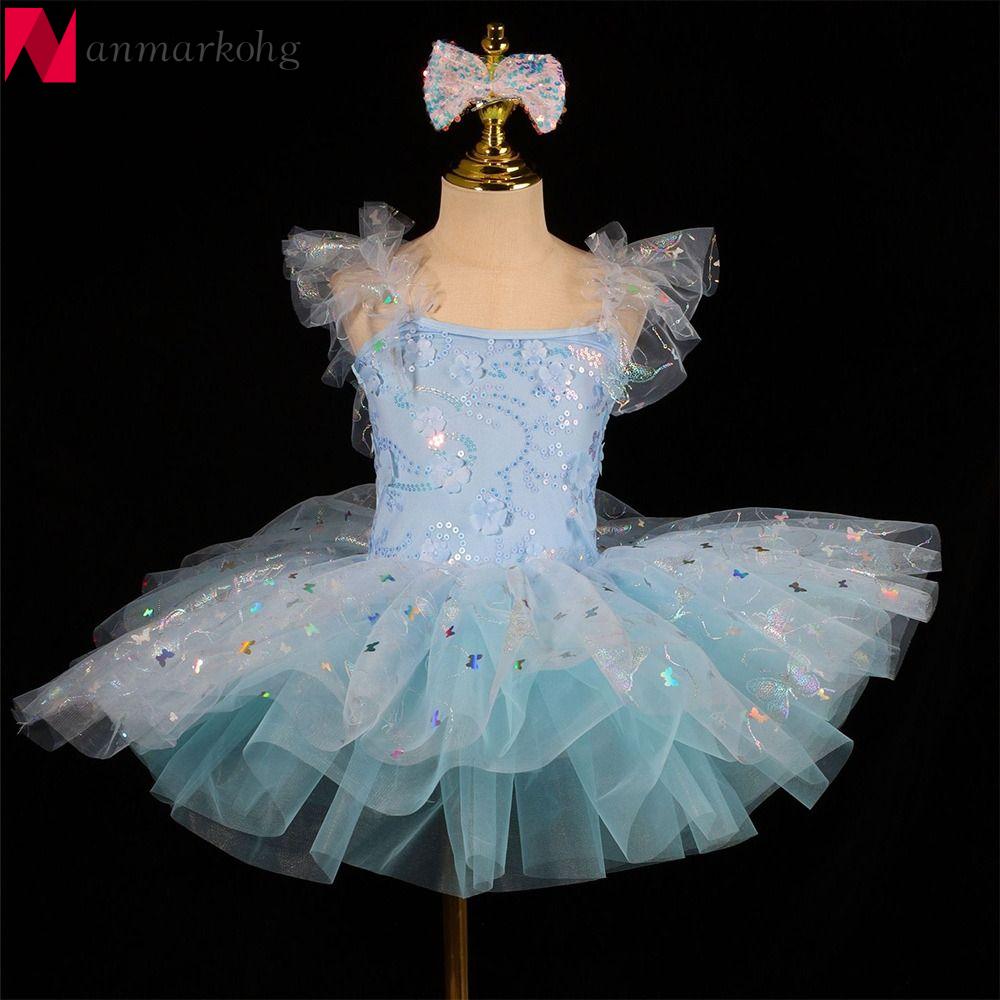 ANMARKOHG Đầm sequin Váy ballet cho trẻ em Hiện đại Hoa Quần áo biểu diễn Thời trang Váy tiệc Váy công chúa Bé gái