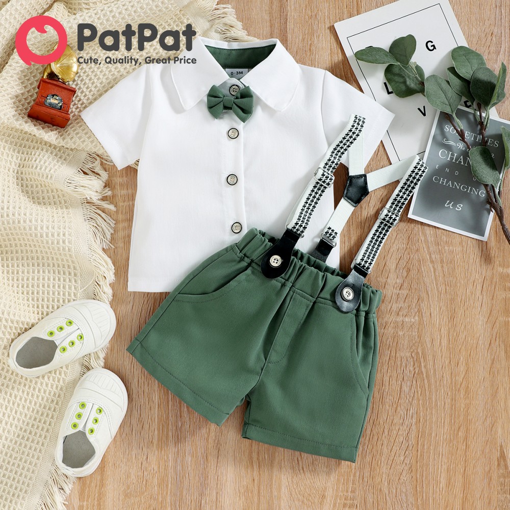 PatPat Baby Bé Cậu Bé Quần Áo Phù Hợp Với Ngắn Tay Áo Bên Trang Phục Nhẹ