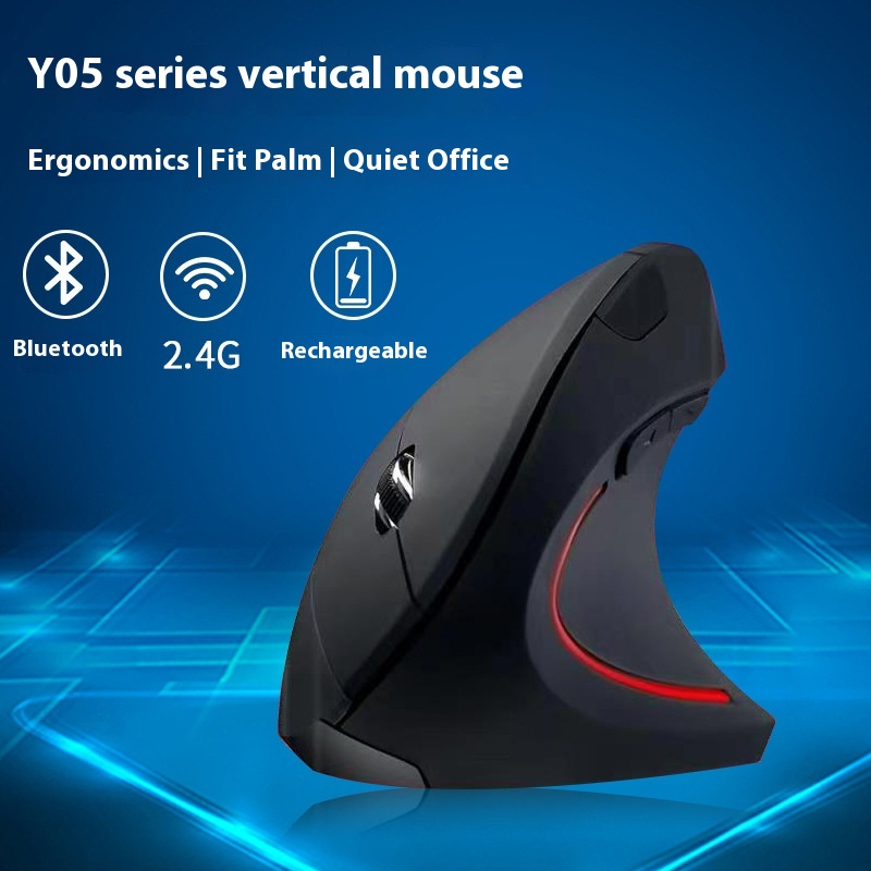 Chuột không dây dọc công thái học có thể sạc lại và chế độ Bluetooth kép