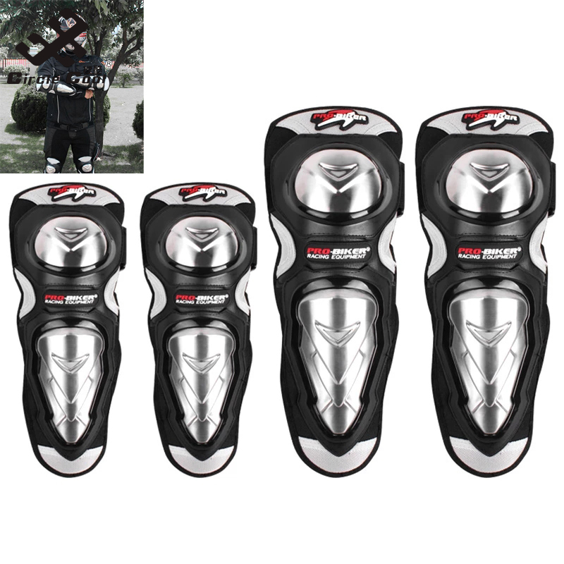 Circle Cool 4pcs Motorcycle Stainless PE Knee Pads Motocross Elbow