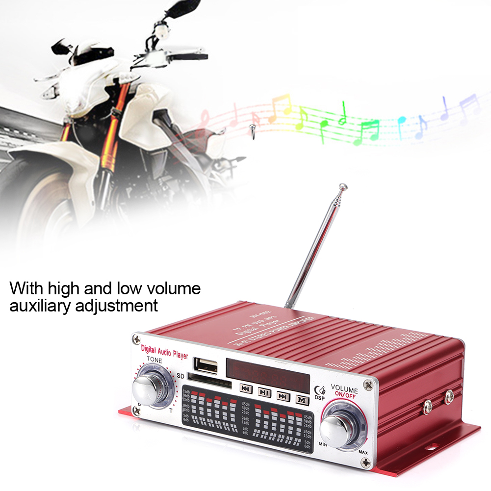 Dc12v xe máy xe hơi mini hi‑fi Công suất âm thanh khuếch đại rađiô USB với điều khiển từ xa