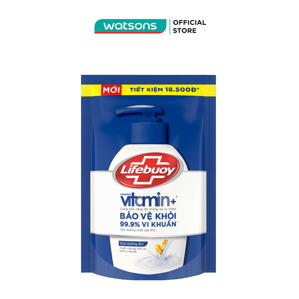 Nước Rửa Tay Lifebuoy Bảo Vệ Khỏi Vi Khuẩn Sữa Dưỡng Ẩm Vitamin+ Dạng Túi 400g 394ml