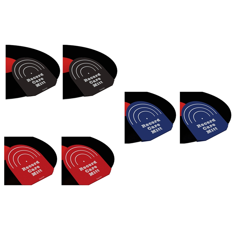 [Waanon]2pcs Record Cleaner Handler Mitt Black Vinyl Record Clip Disc Cleaning Protection Pad No Fingerprints