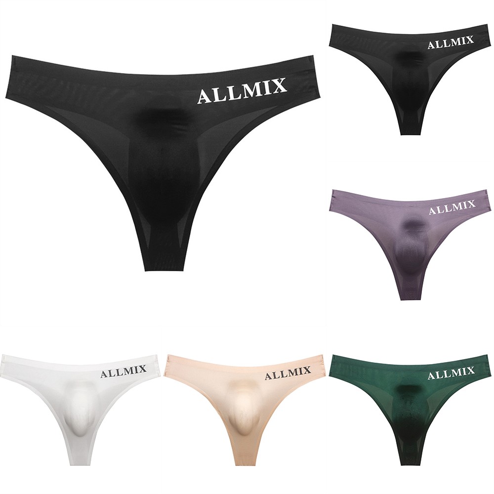 Người Đàn Ông Đồ Lót Sexy Ngắn túi nhỏ mềm eo vừa Bikini Thong Đồ Lót Lụa băng Quần Short