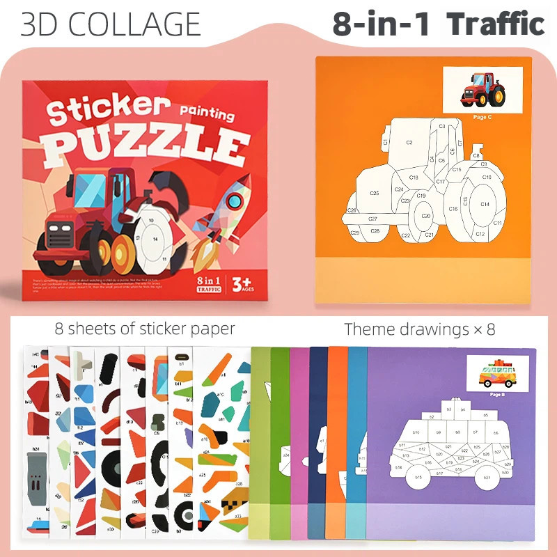 3D Geometric Stickers Handmade DIY Puzzle Stickers for Kindergarten Concentration Educational Toys