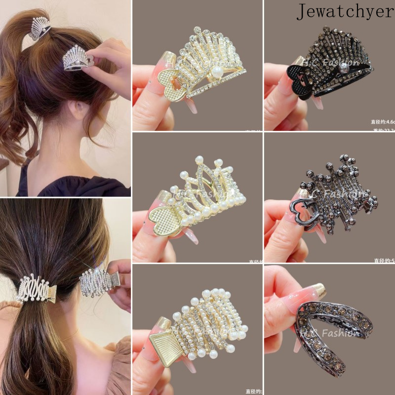Kẹp tóc đuôi ngựa đính đá quý ngọc trai nhân tạo trang trí xinh đẹp cho nữ