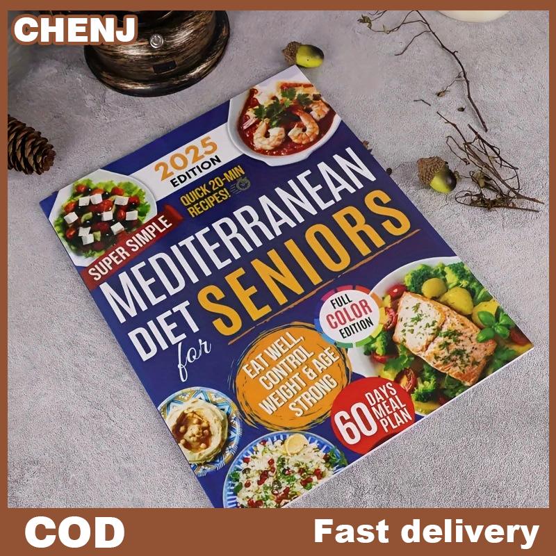 CHENJ Sách dạy nấu ăn Địa Trung Hải đơn giản và dễ dàng cho người cao niên, cuốn sách công thức Địa Trung Hải