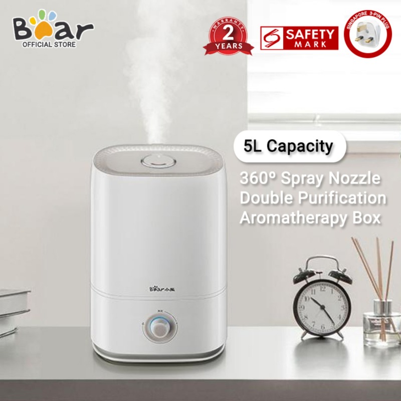 Bear Air Humidifier JSQ-C50Q1 Air Purifier Household Office 5L Large Capacity Desktop Dual Purification Aroma Diffuser(Singapore 3-Pin Plug) Singapore