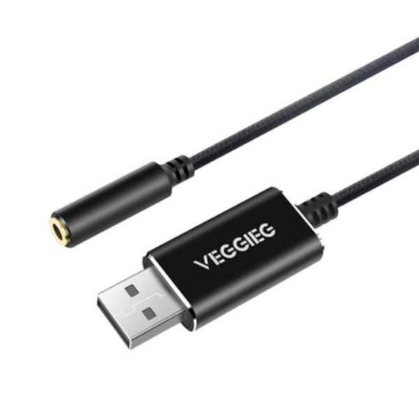 Veggieg USB Audio Adapter External Sound Card with 3.5mm Headphone and Microphone Jack for Windows/Mac/Linux/Pc/Laptops/PS4