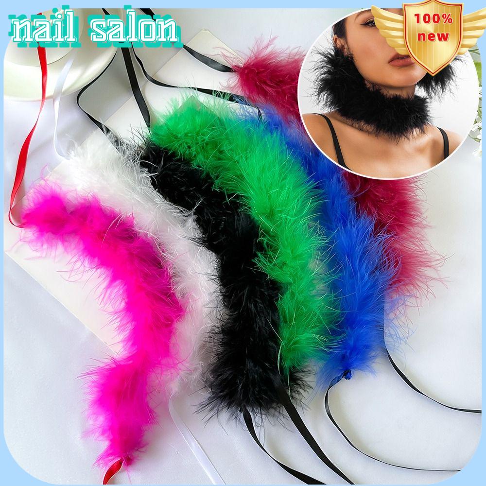 NAIL SALON Đạo cụ cosplay Vòng cổ lông vũ Phụ kiện trang sức Lông mịn Bông tai dạng vòng Nữ hợp thời trang Trang trí biểu diễn Dây đeo cổ Phụ nữ