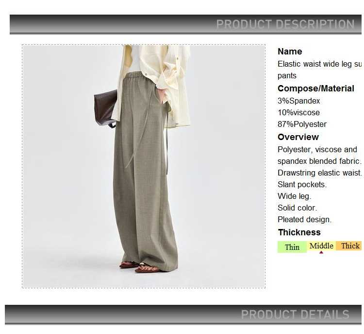 Giordano Women Elastic waist wide leg suit pants Free Shipping 18414918 · v2