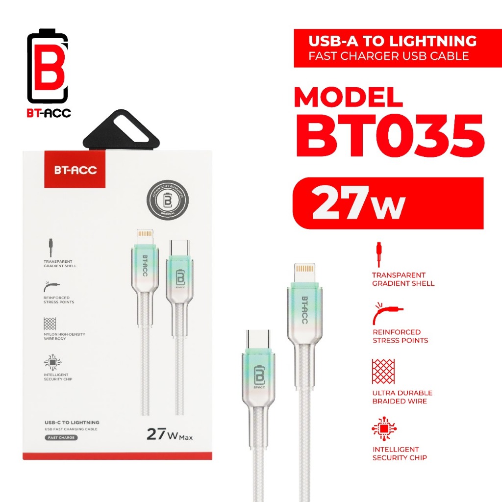 BT-ACC Kabel Data 27W USB C to Lightning Kabel For iPhone 11 12 13 14 Fast Charging - BT035 Harga 100,000 rupiah*Gratis Ongkir