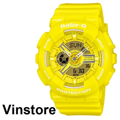 [Vinstore] Baby-G BA-110 Neon Yellow Color Resin Digital Analog Sports Women Watch BA-110BC-9ADR BA-110BC-9A BA110BC-9A