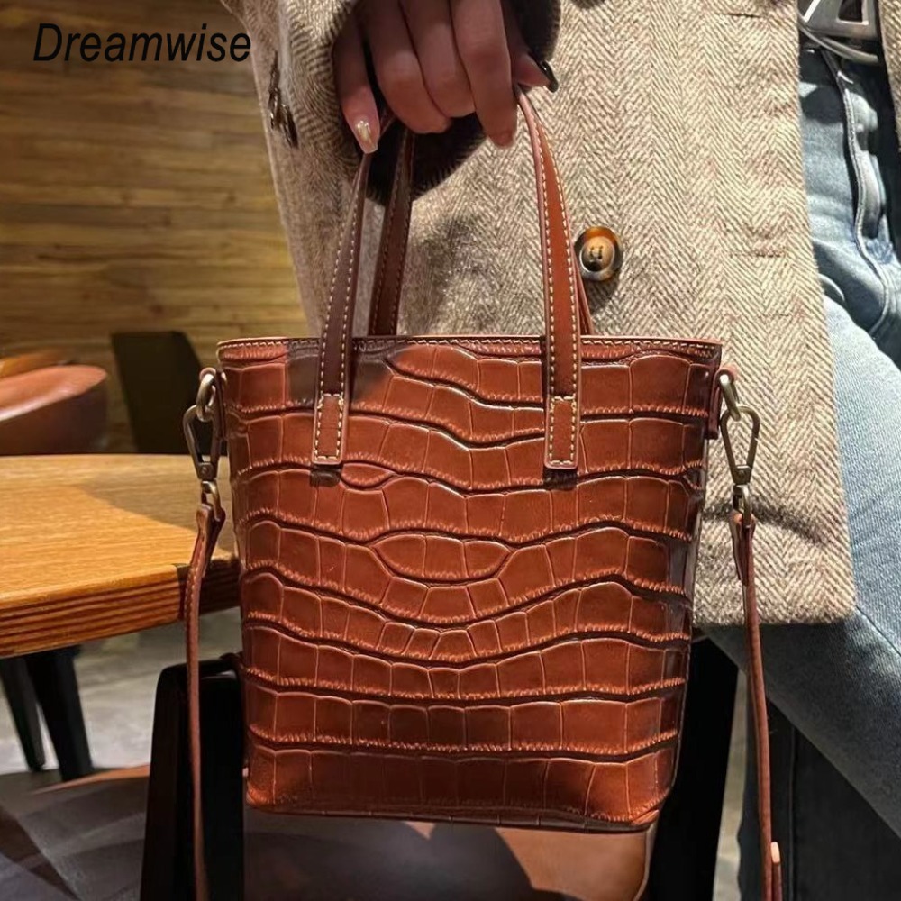 Dreamwise Crossbody Shoulder Bags for Women Genuine Cow Leather Crocodile Patterne Bucket Bag Vintage Casual Handbag 833 ราคา 1,193 บาท*ส่งฟรี