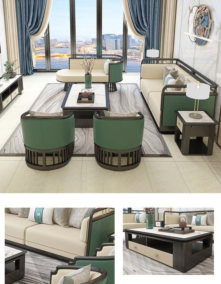 New Chinese style solid wood sofa combination modern Chinese style living room villa size apartment complete set of furniture · v3