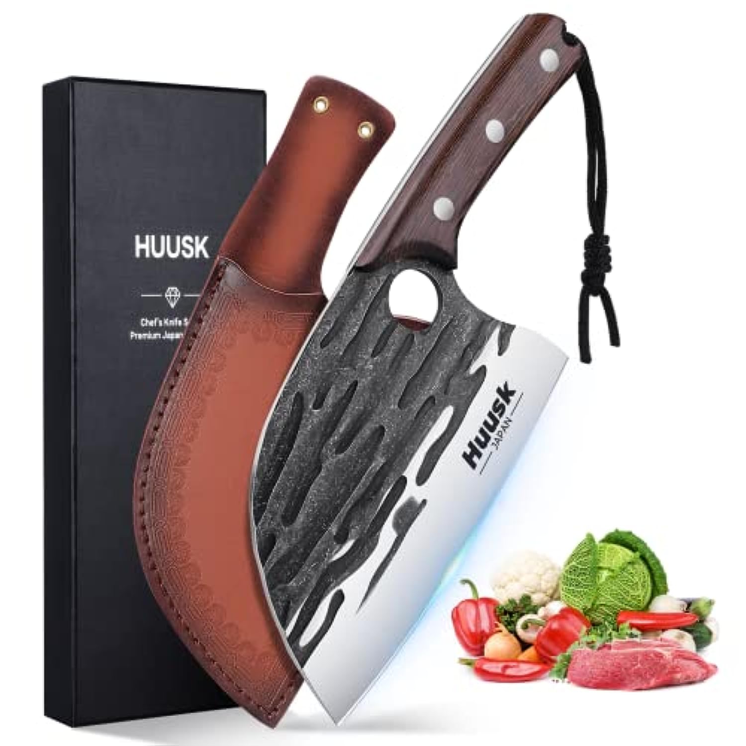 Huusk Japan Knife, Sharp Feather Knife Hand Forged Viking Knife High Carbon  S