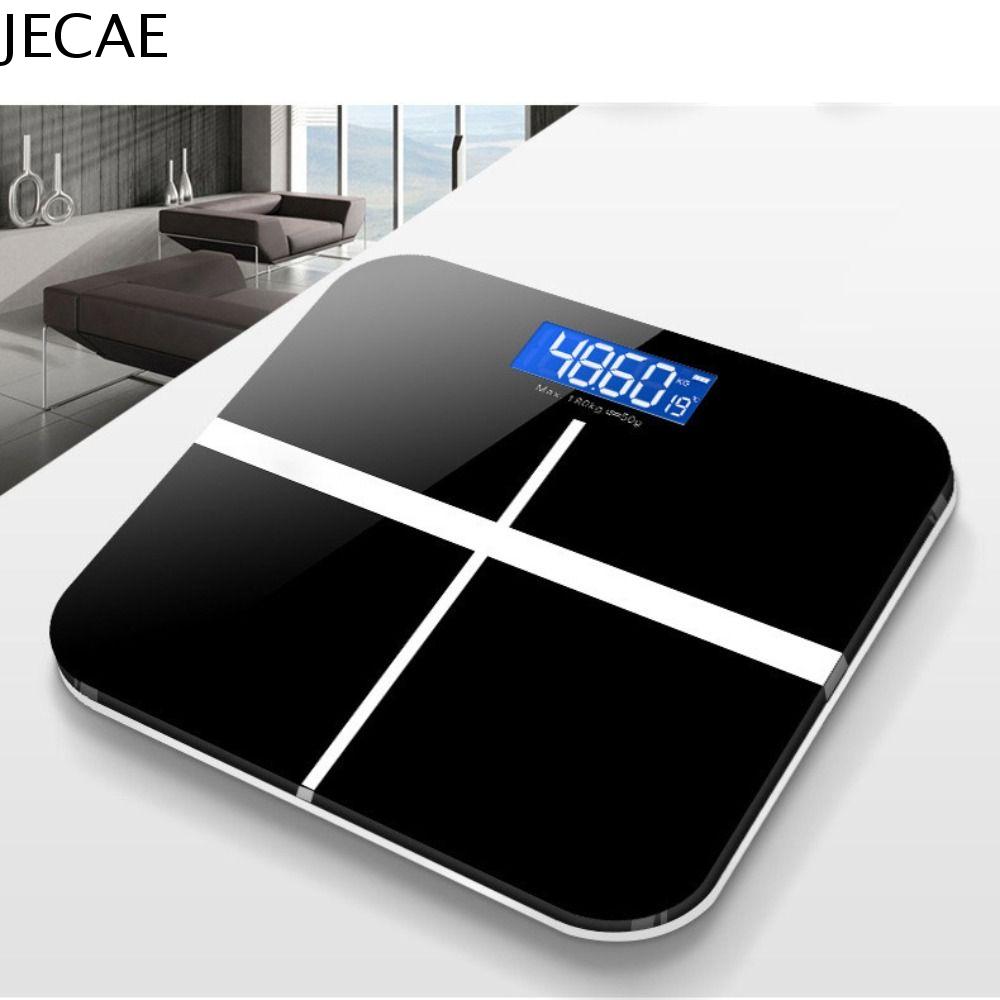 JECAE Màn hình LED Cân đo giảm cân Độ chính xác cao Sạc USB Cân điện tử chính xác Đo nhiệt độ Nền tảng siêu rộng Cân trọng lượng thông minh Sử dụng tại nhà