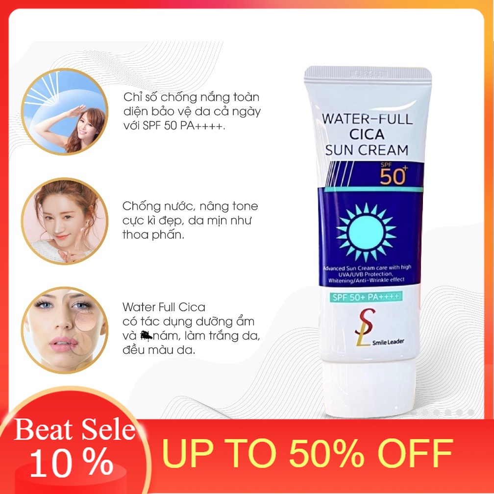 Kem chống nắng nâng tone Smile Leader Sun Cream SPF50+ cho da dầu mụn và da khô 60mll