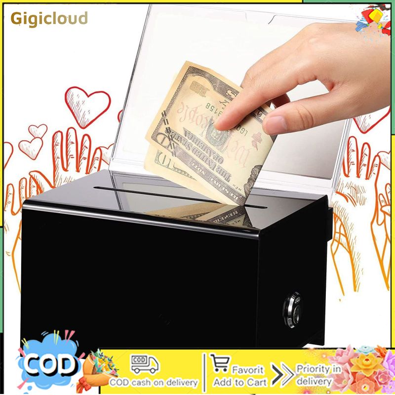 Donation Box Ballot Box Collection Box Tip Jars With Lock Sign Holder Great For Business Cards Events Voting ราคา 317 บาท*ส่งฟรี