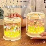 STAR FRUIT Hộp quà tặng đèn ngủ LED Tulip sáng tạo với phát sáng dịu cho nội thất trang trí phòng ngủ và tự làm thủ công