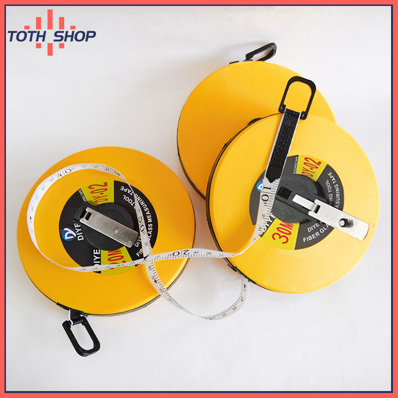 ToTH เทปวัดระยะ ตลับเมตรม้วนกลมขนาด ความยาว 10 เมตร 20 เมตร 30เมตร 50 เมตร และ ราคา 42 บาท*ส่งฟรี