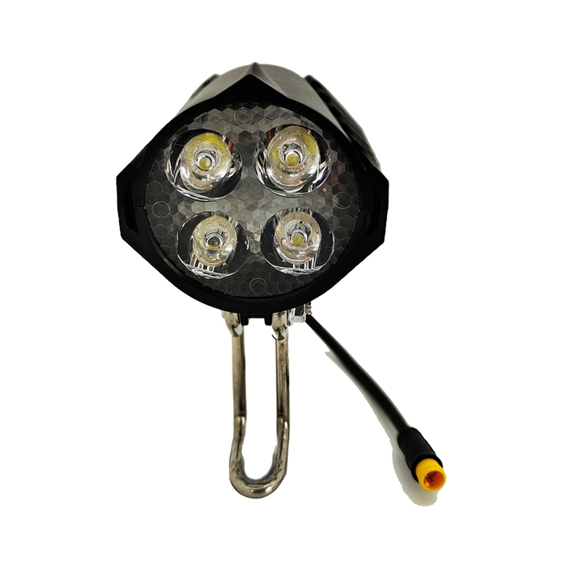 Ebike LED Headlight Accessories 36V 48V Lamp 3pin Built-in Horn Front Light 4 LED Bulbs for Electric