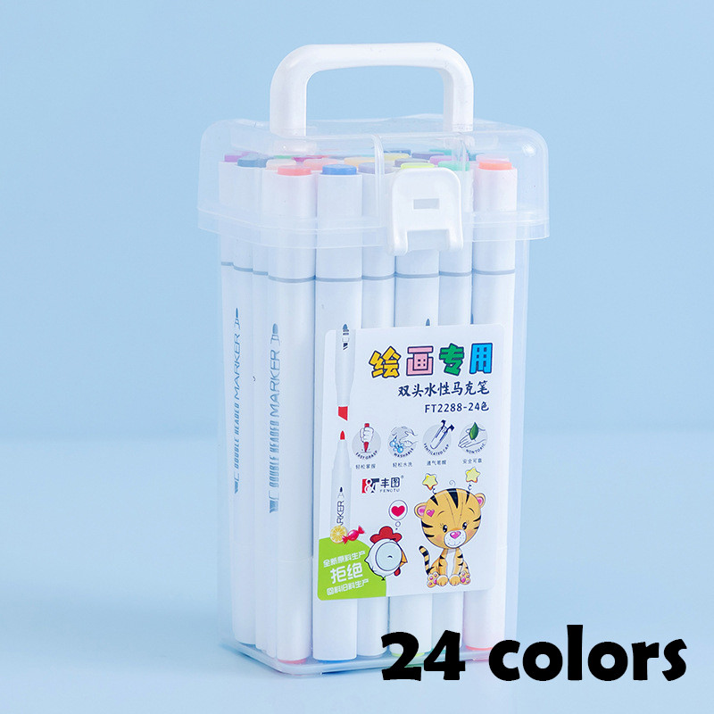 【Free Box】Double Tip Acrylic Marker Set 36/48 Colors Color Pens Colorful Painting diy Graffiti Pen Student Painting Art