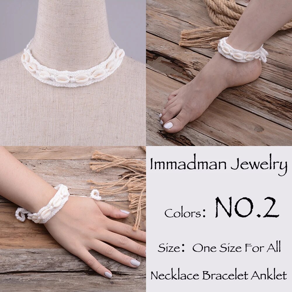 【✆】 Phụ nữ chân trần vòng chân Crochet bông vòng chân Vòng Cổ Chuỗi Sandal Vòng đeo tay đồ trang sức chân Bangle phụ kiện nữ vòng chân