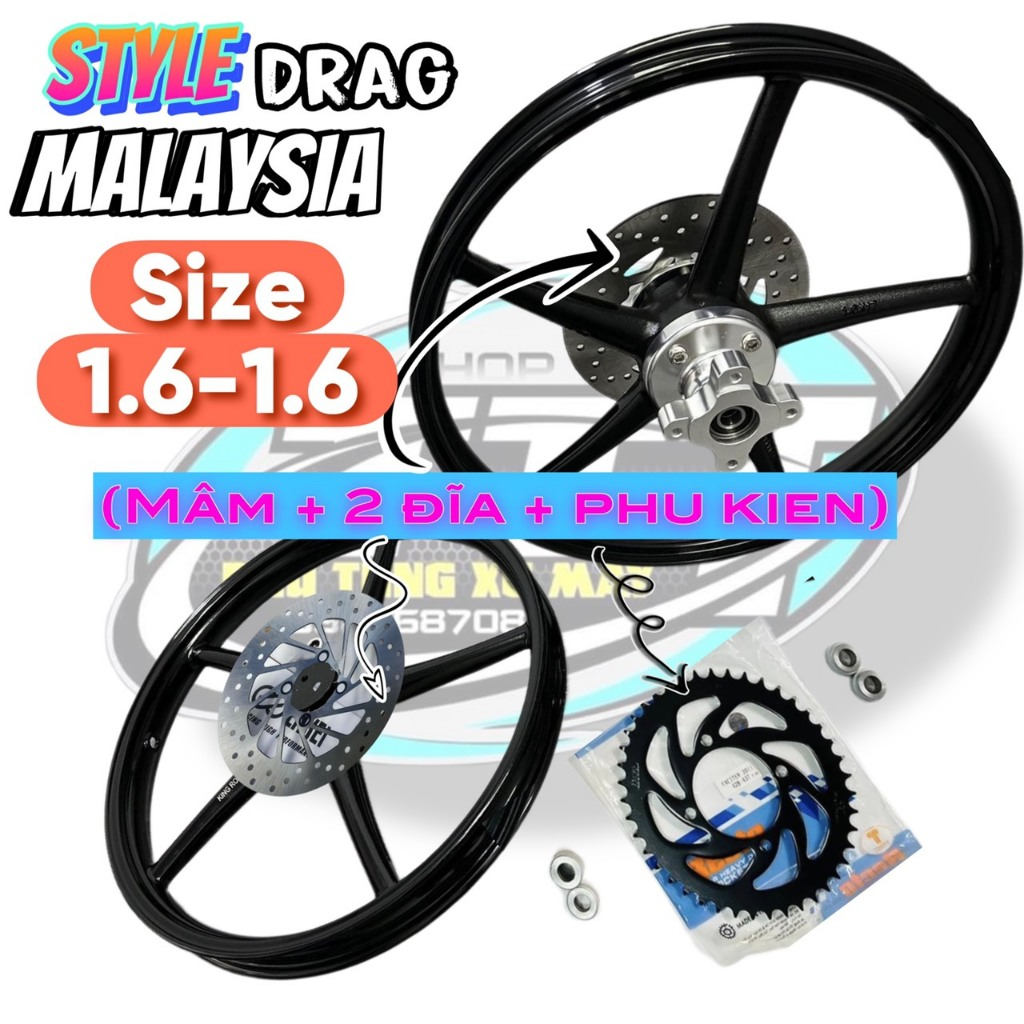 vành mâm 5 cây style drag malaysia - ex135 / ex150 / ex155 / winner / sonic / raider fi