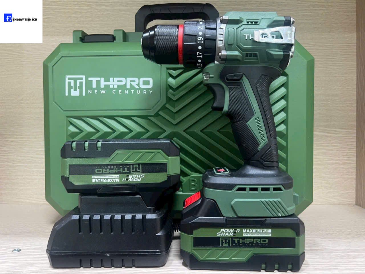 Máy Khoan Pin THPRO- Mod:TH10 và TH13, 3 Chức Năng Động Cơ Không Chổi Than Đầu Kẹp 10 ly VÀ 13 ly Autolock Chân Pin Phổ Thông M21-4cm
