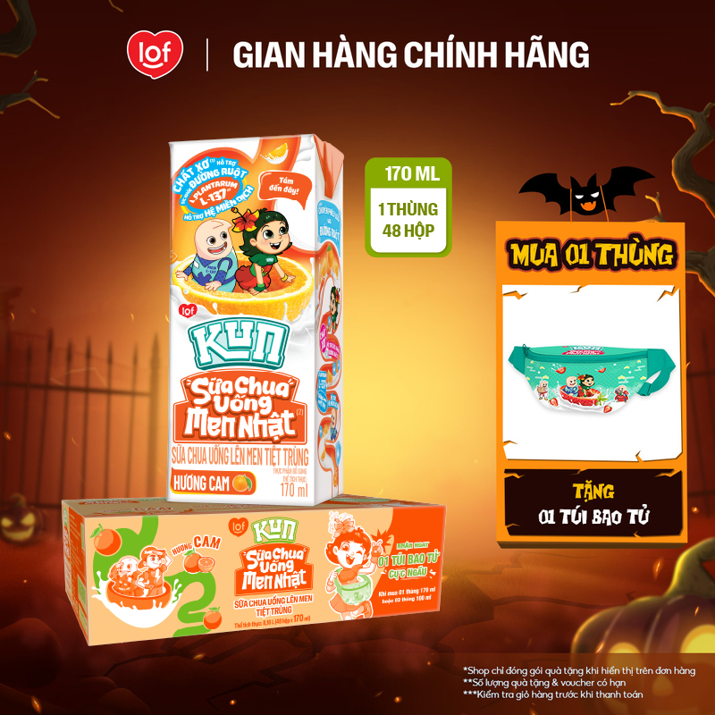Sữa chua uống KUN vị cam thùng 48 hộp x 170ml