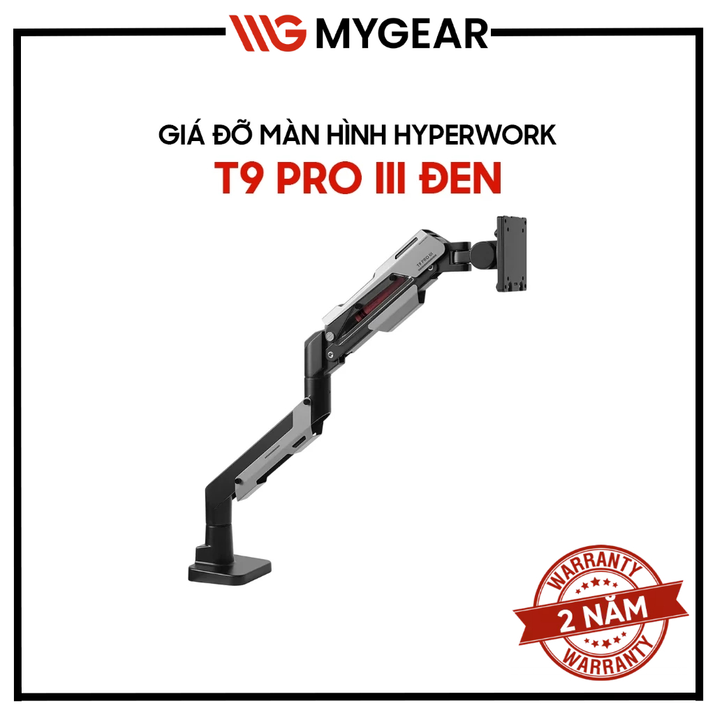 Giá đỡ màn hình HyperWork T9 Pro III tải trọng 30kg hỗ trợ VESA 24–57 inch - Bảo hành 24 tháng