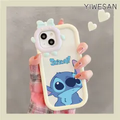 YIWESAN Casing Hp Samsung galaxy A51 5G A50 A30 A20 A52 5G A52s M10s M40s Case pola kartun Stitch Casing ponsel lensa Monster kecil kesing hp pelindung Cases lunak silikon warna Solid Softcase