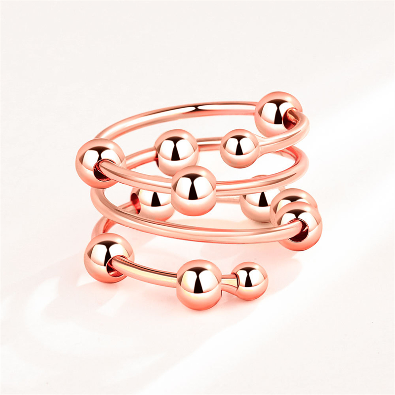 New Rotating Double Layer Ball Ring for Anxiety Relief and Creative Opening Bead Ring