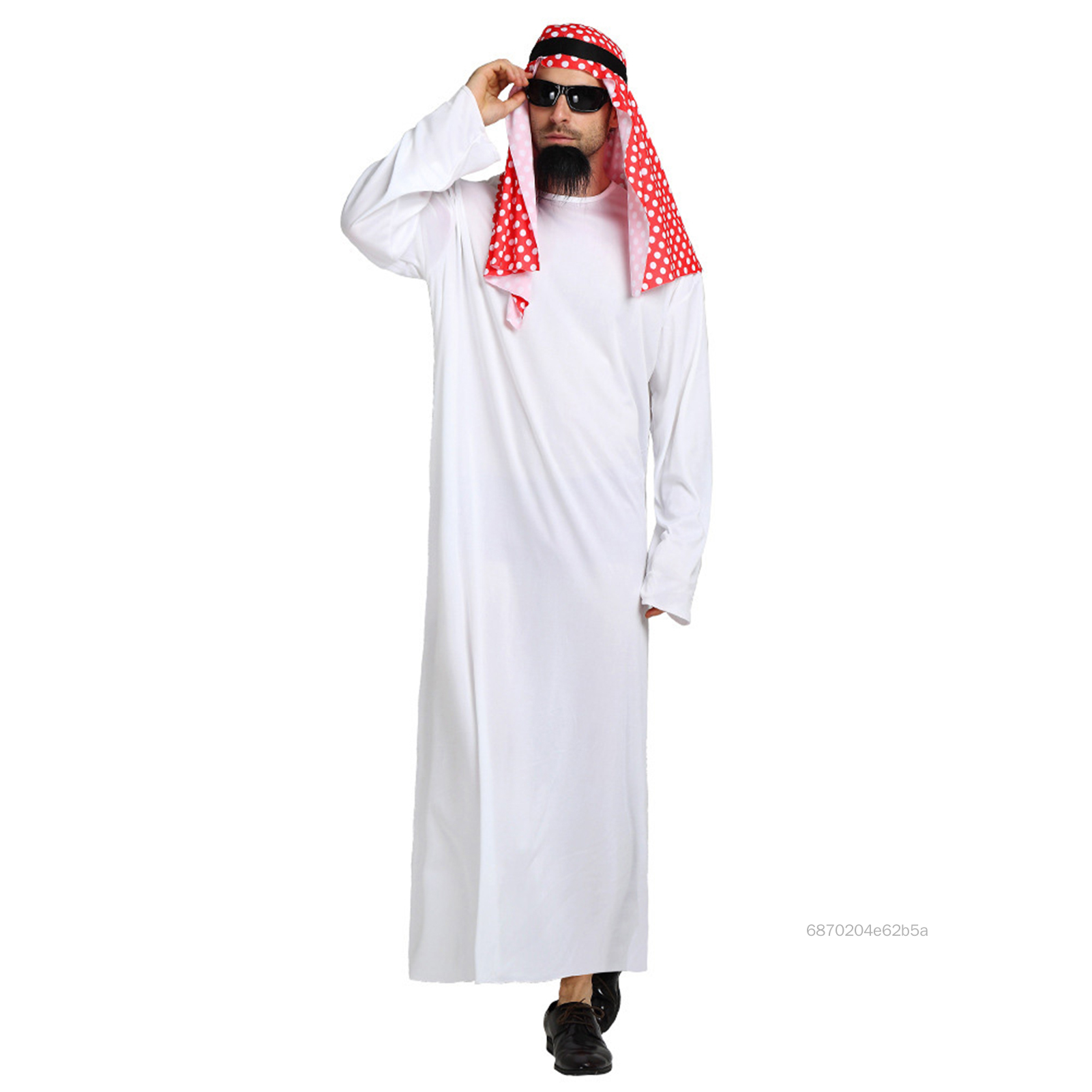 Trang phục Ả Rập nam dài tay dài tay áo Dubai áo choàng polka dot người đứng đầu người đàn ông áo choàng áo choàng lạ mắt TF-Hom-VN