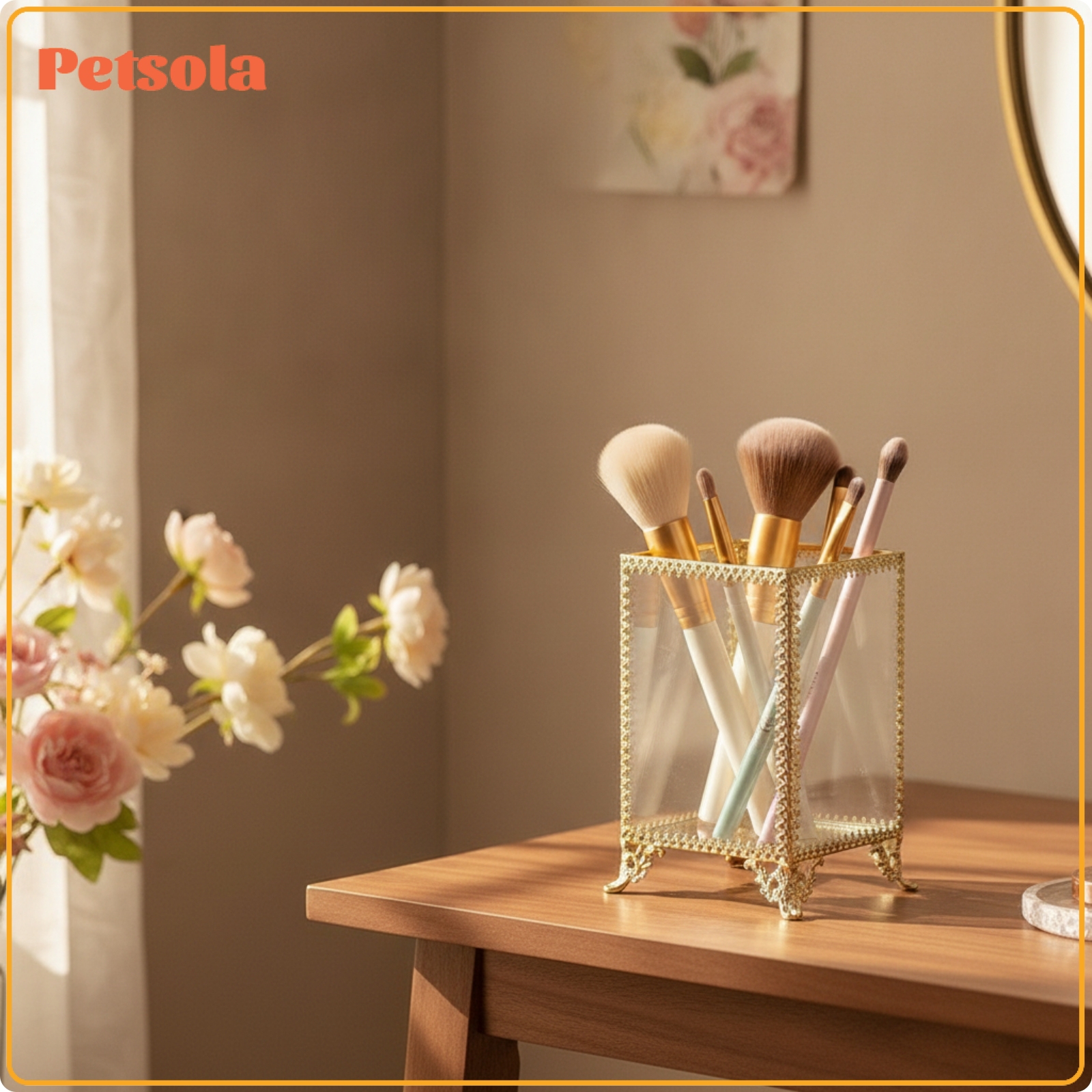 petsola Transparent Makeup Brush Holder Clear Cosmetic Organizer Compact Holder with Metal Frame Versatile for Dressing Table, Desk ราคา 15,130 บาท*ส่งฟรี