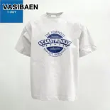 Vasibaen Áo thun ngắn tay dáng rộng đơn giản thời trang áo phông nam thoáng khí thoải mái mui mềm