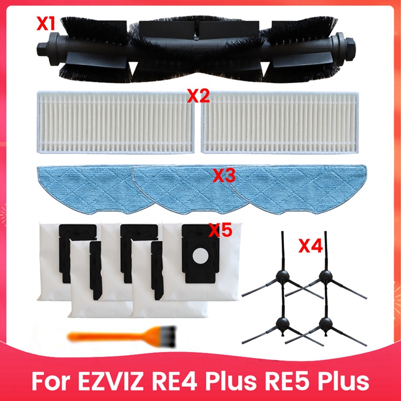 (YRJN) Main Brush Filter Mop Pad Wipe Dust Bag Side Brush for RE4 Plus / RE5 Plus Vacuum Cleaner Sweeper Accessories