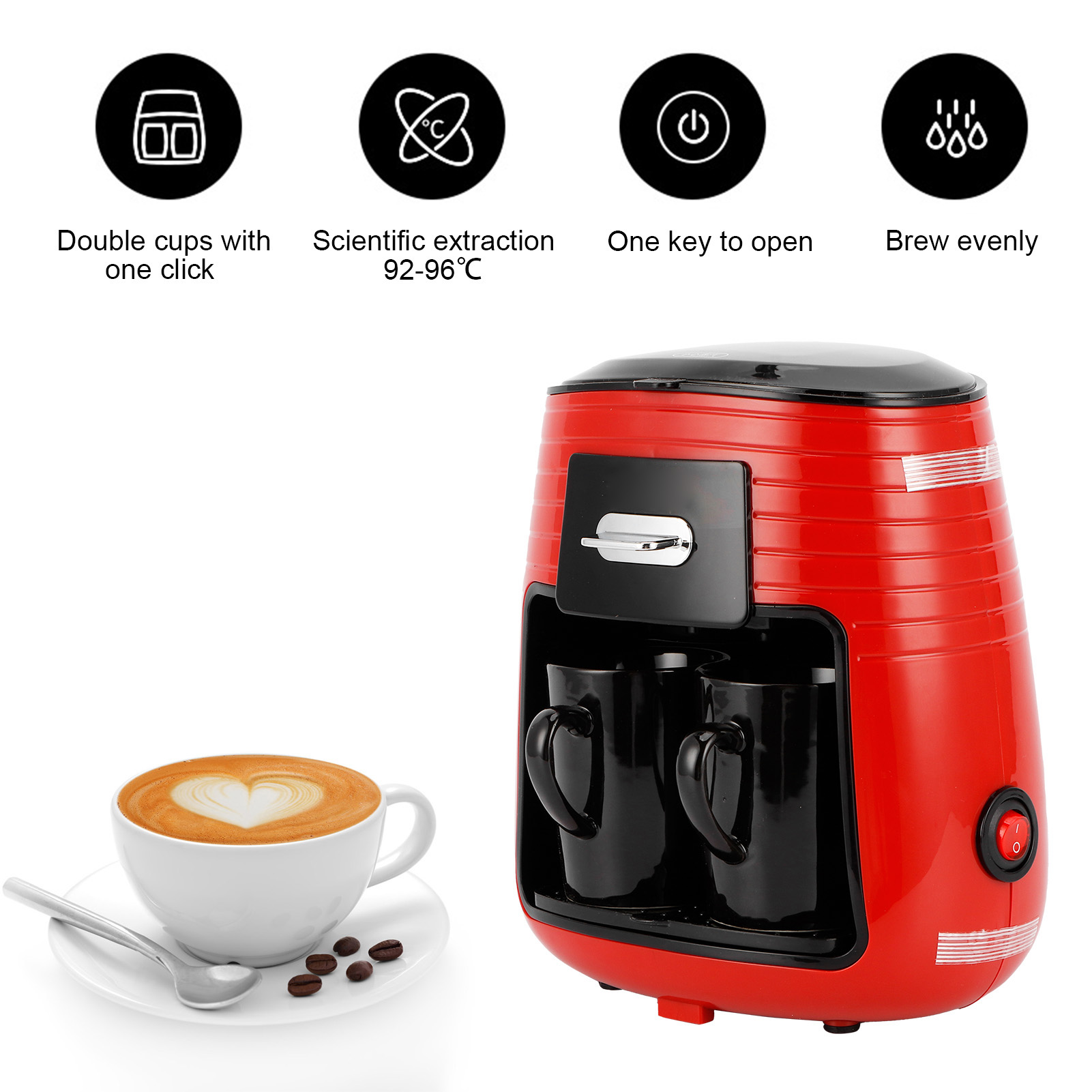 Máy pha cà phê Mỹ cốc đôi máy pha cà phê 0.25L Máy pha cà phê nhỏ giọt Máy pha cà phê Máy pha cà phê cho nhà