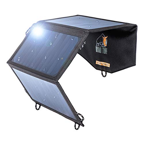 Ryno Tuff Ryno-Tuff Portable Solar Charger for Camping - 21W Foldable Solar Panel Charger 2 USB Ports - Waterproof & Durable, Compatible with iPhone, iPad, Galaxy, LG, Nexus, Battery Packs, All USB Devices