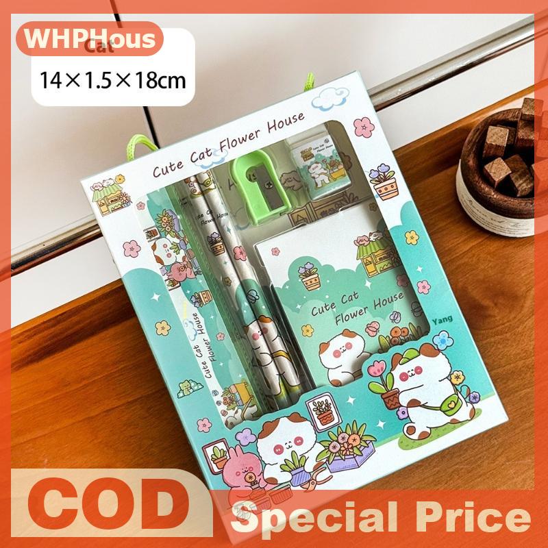 WHPHous ชุดเครื่องเขียน6ชิ้น เซ็ตการ์ตูน capybara น่ารักยางลบดินสอเหลาเด็กนักเรียน