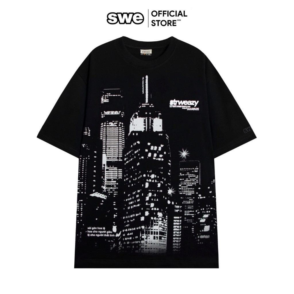 (COD) Áo thun local brand unisex  CITY TEE - BLACK tay lỡ form rộng - Thương hiệu SWE