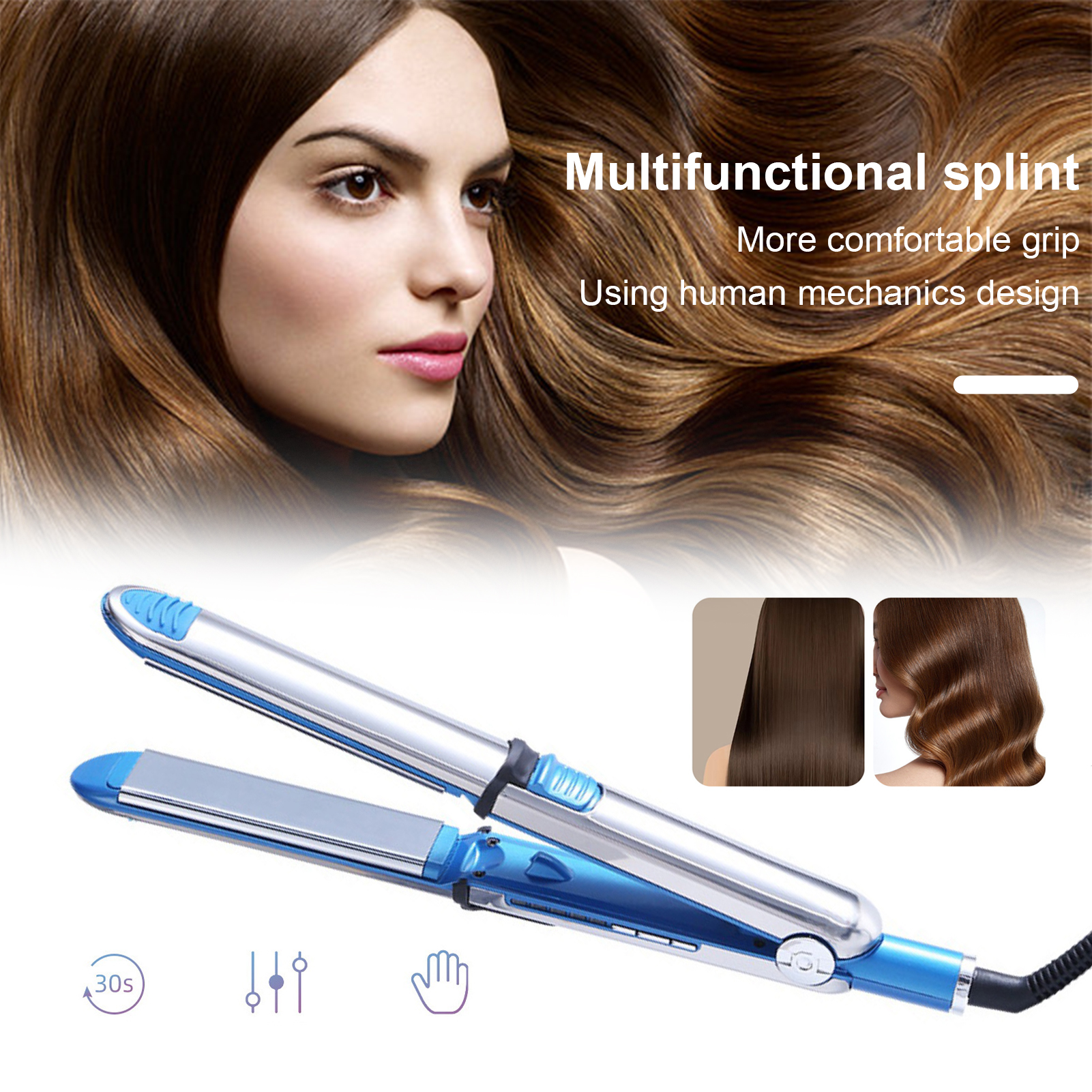 Máy uốn xoăn tóc sóng dài không bị hư hại hai công dụng thẳng với thiết kế tiện dụng điều khiển nhiệt độ máy ép tóc