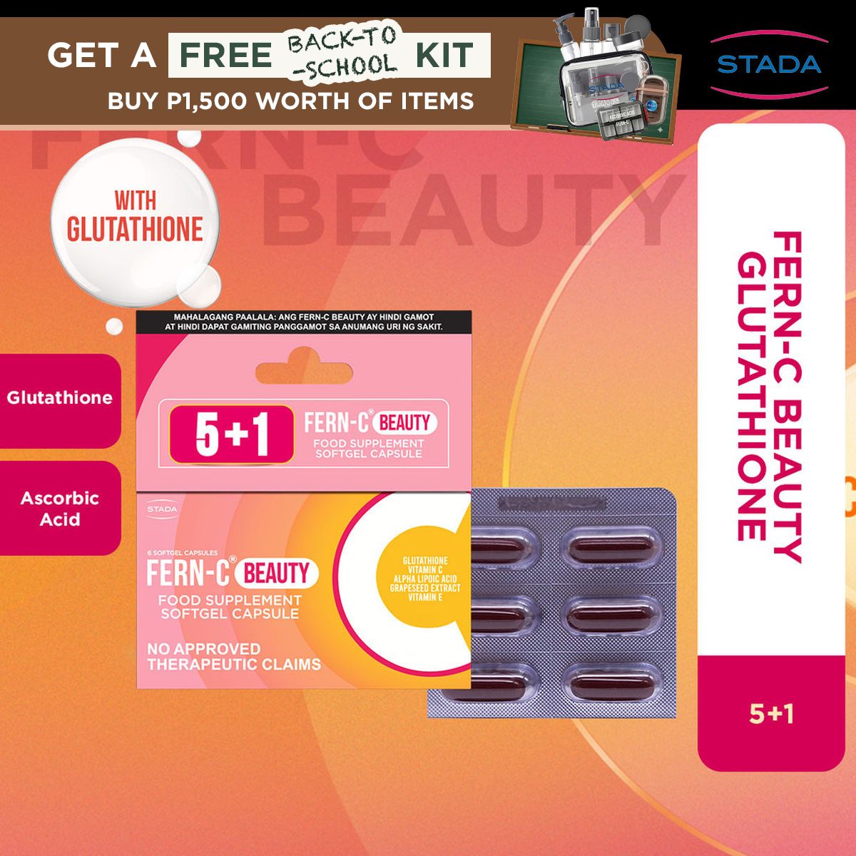 Fern-C Beauty Collagen + Vitamin C (5+1 Capsules)