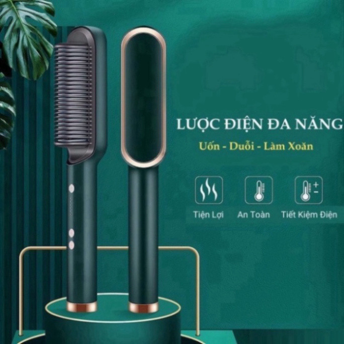 Lược điện chải tóc tạo kiểu 3in1 đa năng, Lượt điện kiêm máy uốn duỗi, ép tóc tạo kiểu rất tiền lợi và dễ sử dụng