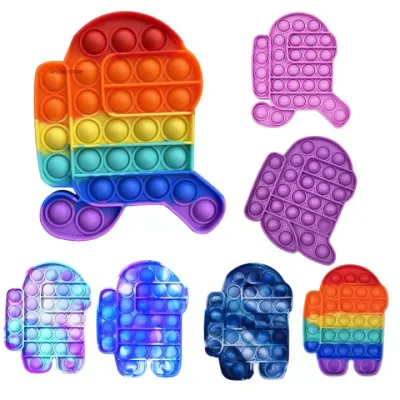 【Ready Stock】Hot Rainbow Among us Pop It Fidget toy Push Bubble Fidget Toys Stress Relief Toy Antistress PopIt Soft Squishy Anti-Stress Gift Anti Stress Box Poppit