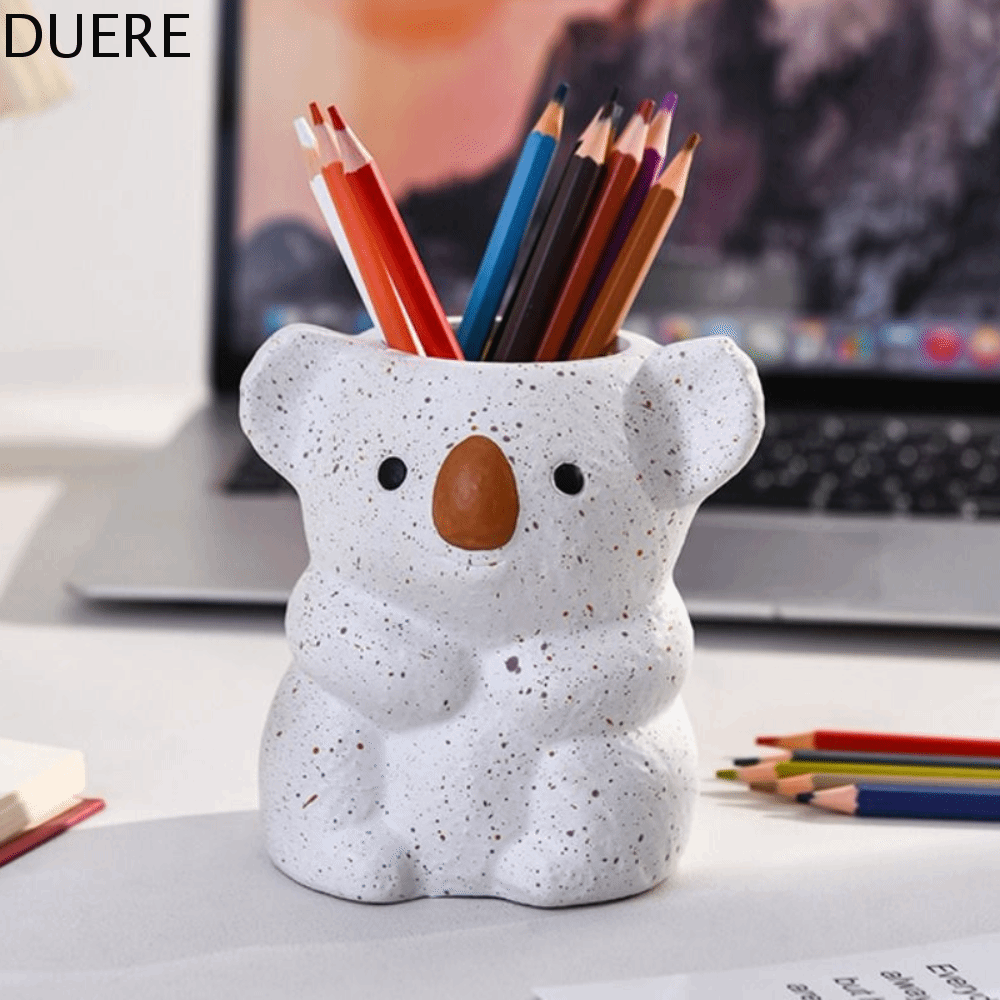 DUERE Dung lượng lớn Giá đỡ bút Koala Đa chức năng Nhựa Hộp đựng cọ trang điểm hình trụ Trang trí máy tính để bàn Phim hoạt hình Hộp lưu trữ Koala Trang chủ