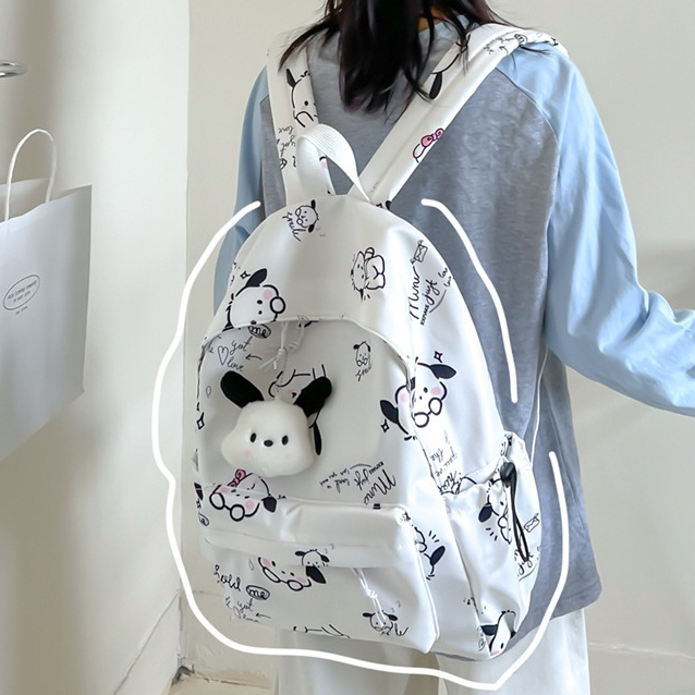 Balo đi học, balo nữ chống nước, Balo in họa tiết Puppy thời trang Hàn Quốc đụng vừa laptop 16inch BZ048