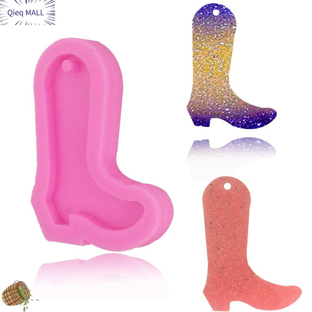 Qieq Mall bốt cao bồi Mặt dây chuyền trang trí bánh khuôn đất sét nhựa Epoxy khuôn đồ làm trang sức Khuôn Silicone